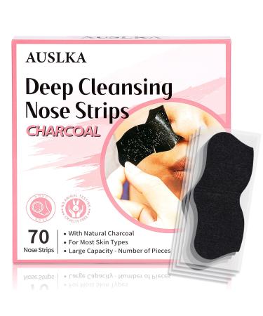 AUSLKA Blackhead Pore Strips,(70 Counts) Blackhead Remover, Deep Cleansing Charcoal Strips 70 Count (Pack of 1)