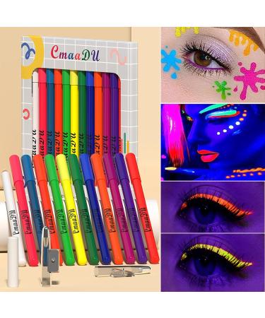 SOMGKINE 12 Pieces UV Eyeliner Set UV Glow Matte Eyeliner Colored Eyeliner Neon Matte Eyeliner Set Waterproof and Smudgeproof Durable for Daily Use and Halloween Christmas - Buy Online on GoSupps.com