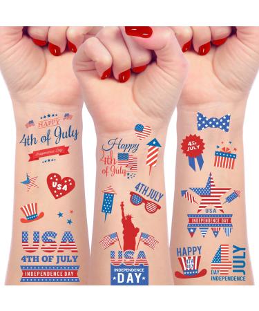 50 Pcs 4th of July Tattoos for Kids Adults 12 sheets Patriotic Decorations Independence Day Temporary Tattoo Stickers for USA Labor Day Memorial Day Party Favors Decorations Accessories