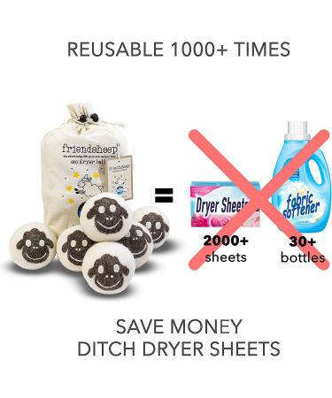 Friendsheep Wool Dryer Balls 6 Pack XL - Organic, Reusable, Cruelty-Free, Handmade - No Lint Fabric Softener - Brown Sheep Flock of Friends - Buy Online on GoSupps.com