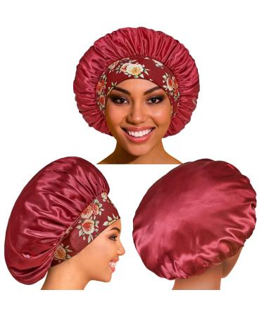 Satin Bonnet 4 Pack for Black Women - Silk Sleep Caps for Curly Hair - Wide Soft Band - Hair Bonnet for Sleeping - Set of 4 - Buy Online on GoSupps.com