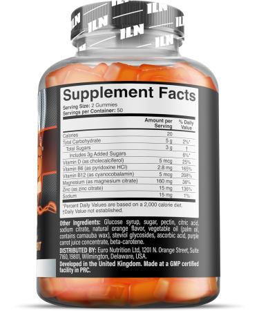 Iron Labs ZM6 Gummies High Strength Zinc Magnesium Gummies for Men & Women (100 Count Orange Flavour Vegan) Magnesium Citrate and Zinc Citrate Supplements with Vitamin B6 and D3 - Buy Online on GoSupps.com