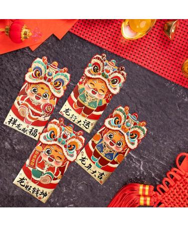 perfk 4Pcs Chinese Lunar Year Red Envelopes Red Pockets New Year Gifts Traditional Spring Festival Envelopes for Spring Festival Style C - Buy Online on GoSupps.com