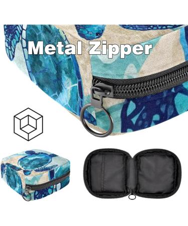 Stylish Menstruation Bag with Zipper - Women's Napkin & Tampon Organizer - Sea Turtle Art Design - Buy Online on GoSupps.com