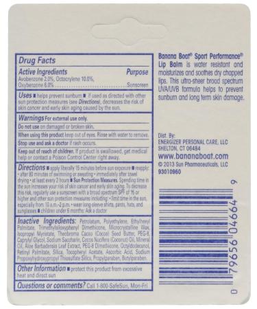 Banana Boat Sport SPF 50 Sunscreen Lip Balm 6-Pack - Sun Protection for Active Lifestyles - Buy Online on GoSupps.com