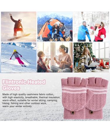 Flintronic USB Heated Gloves - Washable Heating Knit Gloves for Men & Women | Winter Warm Laptop Gloves (Full & Half Hands) - Pink #2 - Buy Online on GoSupps.com
