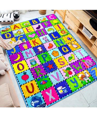 teytoy Baby Cotton Play Mat, Baby Crawling Mat Super Soft Carpet Plush Surface Non-Slip Design, Baby Floor Playmat for Kids Area Rugs Learning Alphabet, Great Gift for Girls & Boys (59 x 44 Inch) ABC Playmat