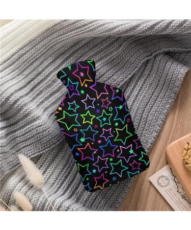 Colorful Stars Hot Water Bottle with Plush Cover - Hand Warmer for Adults & Children (26.5x15.3cm) - Shop Internationally! - Buy Online on GoSupps.com