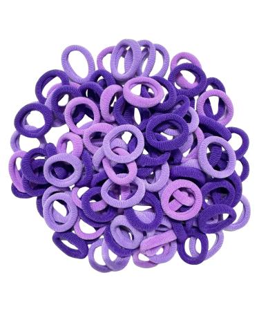 Cooetr 100 Pieces Baby Hair Elastics Elastics for Children Multicoloured Girls Hair Elastics Small and Soft Hair Girls Ponytails for Girls (Purple)