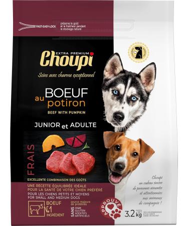 CHOUPI Extra Premium Dog Food for Small and Medium Breeds Beef with Pumpkin 3.2 kg - Dry Food - Buy Online on GoSupps.com