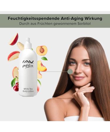Rau Cosmetics Body Lotion for Dry Skin 500ml - Moisturizing & Tightening with White Tea Hyaluronic Acid Almond Oil Olive Oil & Coconut Oil - Buy Online on GoSupps.com