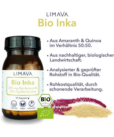 Limava Bio Inka Gold Capsules - 90 Vegan Organic Tablets | 50% Pure Amaranth & Quinoa | 100% Natural No Additives - Buy Online on GoSupps.com