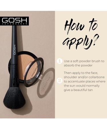 Gosh Bronzing Powder 002 Natural | Vegan Bronzer for Sun-Kissed Skin | Perfume-Free Healthy Glow | Ideal for Cheeks Shoulders & Decolletage - Buy Online on GoSupps.com