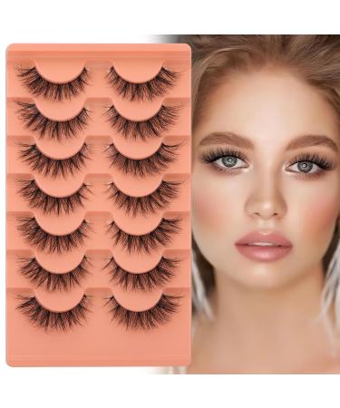 Cat Eye Wispy 16MM 3D Faux Mink Lashes | Natural Clear Band | 7 Pairs Pack by Mavphnee - Buy Online on GoSupps.com