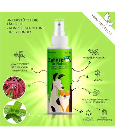 Moofurr Dental Spray for Dogs 100ml - Natural Mint Tooth & Tartar Remover - Optimal Dog Dental Care - Buy Online on GoSupps.com