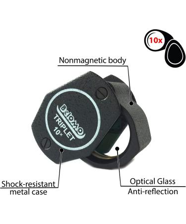 BelOMO 10x Triplet Jeweler's Loupe 21mm - Bright & Color-Correct View - Foldable for Gems, Jewelry, Coins & Trichomes - Buy Online on GoSupps.com