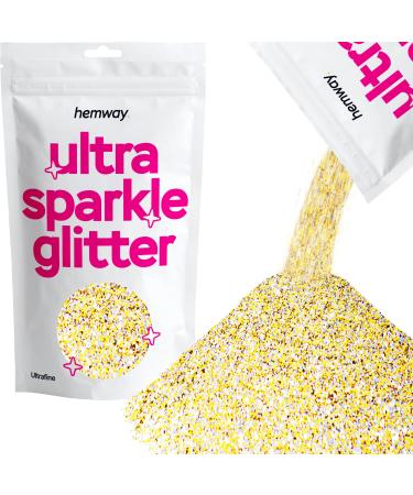 Hemway Ultrafine/Extra Fine Sparkle Glitter 100g 3.5oz Cosmetic Safe 1/128" - Silver Gold Gold Silver Ultrafine - 100g
