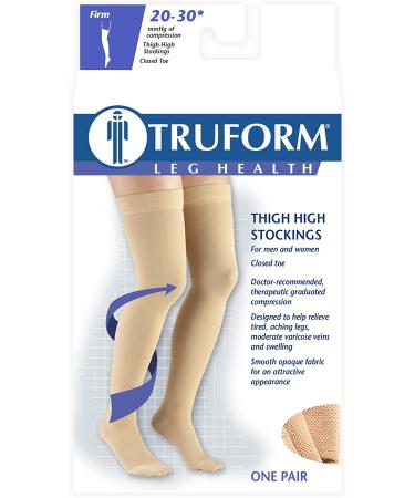 Truform 20-30 mmHg Thigh High Compression Stockings - Beige, Large (1 Pair) - Buy Online on GoSupps.com