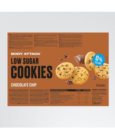 Body Attack Low Sugar Chocolate Chip Cookies - 130g | Delicious Protein Snack Aspartame-Free Made in Germany - Buy Online on GoSupps.com
