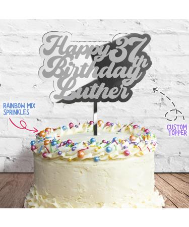 Cakeshop Cake Decoration Pack | Happy Birthday Premium 3mm Mirror Acrylic Plastic Cake Topper Sign & 25g Party Pack of Cake Sugar Sprinkles | Custom Name & Age Cake Decorations (Silver) Prime Mirror Acrylic: Silver - Buy Online on GoSupps.com