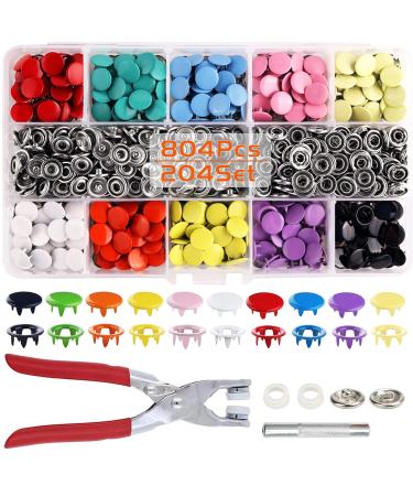 Snaps Buttons with Fastener Pliers Press Tool Kit  Snaps for Sewing  Snap Fasteners Tool  804 Piece with Snaps Pliers Snaps for DIY CraftingSewing  Clothes  Romper  Bib Crafting(10 Colors  0.39 inch)
