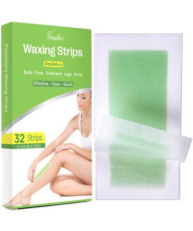 Wax Strips Hair Removal Wax Kit for Arm Leg Brazilian Bikini Women 32 Count (Large Size Wax Strips)