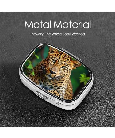 Wild Leopard Print 2 Compartment Small Pill Case | Cute Travel Pill Organizer & Purse Pill Box for Gifts - Buy Online on GoSupps.com