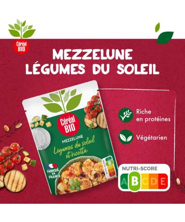Organic Cereal - Mezzelune Sun vegetables and Ricotta - Organic stuffed vegetarian pasta - Rich in protein - 1 sachet of 280g - Buy Online on GoSupps.com