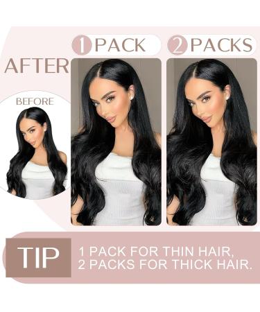SEGO Hair Part Clip in Extensions - Real Thick Human Hair #1 Smooth Black 1 Tresse 5 Clips 18 (45cm) 90g - Buy Online on GoSupps.com