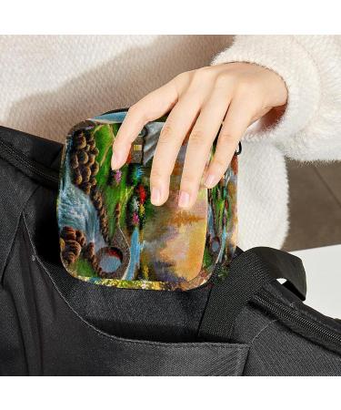 Women's Napkin Storage Bag & Menstrual Cup - Magical Village Painting & Portable Bandages for Period Care - Buy Online on GoSupps.com