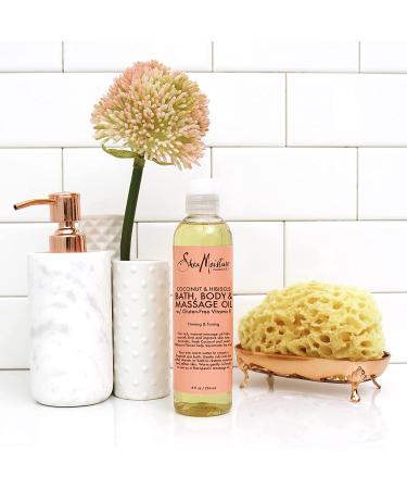 SheaMoisture Bath Body & Massage Oil - 8 fl oz | Gluten-Free Vitamin E, Coconut & Hibiscus - Buy Online on GoSupps.com