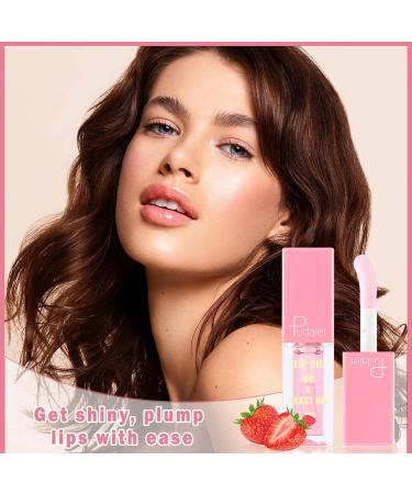 Lip Oil Plumping Hydrating Glow Oil | Non-Sticky Strawberry Lip Gloss & Tint for Dry Lips | Long-Lasting Lip Care - Buy Online on GoSupps.com