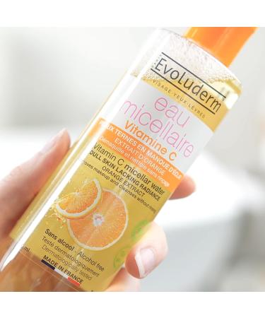 EVOLUDERM Vitamin C Micellar Cleansing Water 500 ml 96% Natural Origin Vegan Made in France Pack of 3 x 500 ml - Buy Online on GoSupps.com
