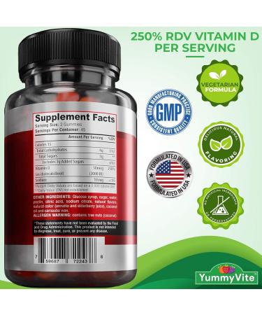 YUMMYVITE Vitamin D3 Gummies - 90 Count | Peach Mango Strawberry Flavor | Immune Support Supplement | Vegetarian Formula - Buy Online on GoSupps.com