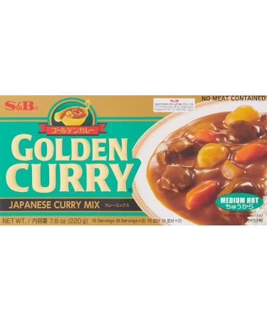 S&B Golden Curry Sauce Mix, Medium Hot, 7.8 Ounce