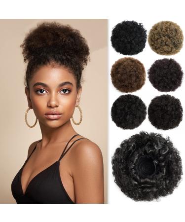 YAMEL Afro Puff Drawstring Ponytail Medium Bun Extensions Darkest Brown Synthetic Updo Hair Pieces for Black Women Darkest Brown Medium (Pack of 1)