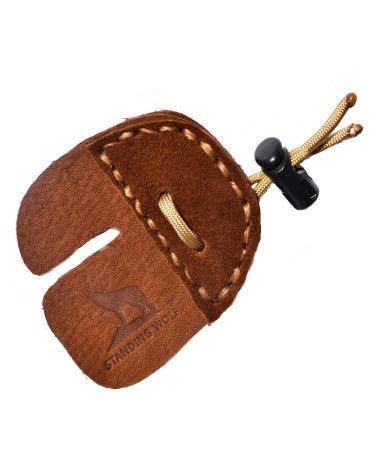 Standing Wolf Traditional Moose Leather Finger Tab for Archery | Traditional Style Archery Tab Finger Protector | Handmade Archery Tabs for Hunting & Target Practice Right Hand