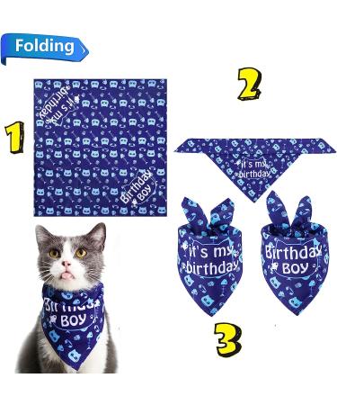 Cat Birthday Bandana & Hat Set | Cute Doggie Party Decorations | Blue - Buy Online on GoSupps.com