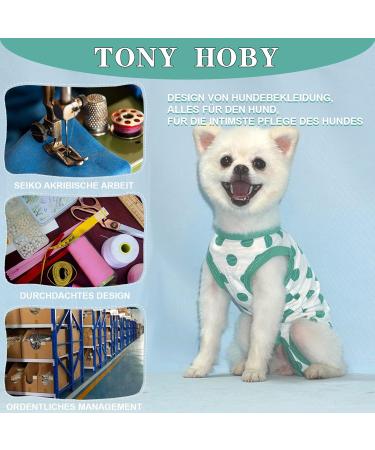 TONY HOBY Dog Pajamas - Soft Breathable Summer Dog Jumpsuit with Polka Dots in Dark Green (S) | International Shipping Available - Buy Online on GoSupps.com