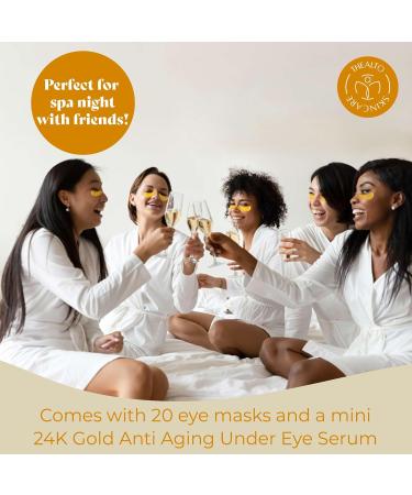 24k Gold Under Eye Mask with Collagen - 20 Pairs & Mini Eye Serum - Reduce Dark Circles Puffiness & Fine Lines - Value Set - Buy Online on GoSupps.com
