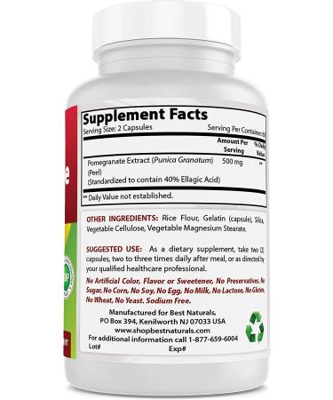 Best Naturals Pomegranate Extract 250mg - 120 Capsules | Powerful Antioxidant Supplement - Buy Online on GoSupps.com