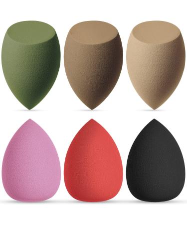 AUAUY Makeup Sponges Blender Set 6Pcs Professional Beauty Sponge Foundation Blending Beauty Sponge Multi-colored Makeup Sponges Dry & Wet Use for Cream Liquid and Powder 6pcs Retro Color