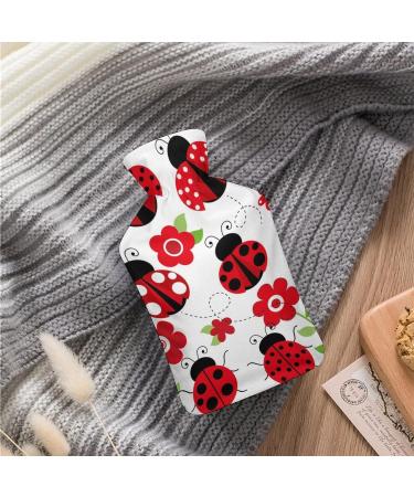 Ladybug Flower Hot Water Bottle with Plush Cover - Perfect Hand Warmer for Adults & Kids | 26.5x15.3cm | International Shipping - Buy Online on GoSupps.com