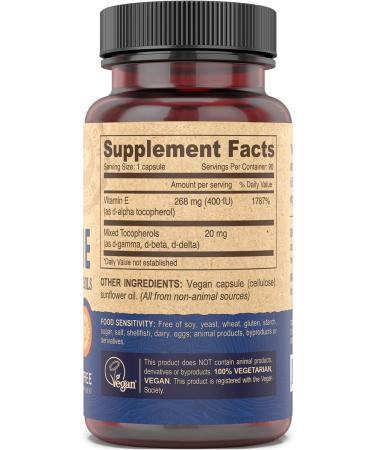 Deva Vegan Vitamins Vitamin E High Potency 400IU with Mixed Tocopherols from Non-GMO Sunflowers 90 Capsules 1-Pack - Buy Online on GoSupps.com