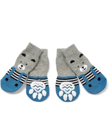 Pet Heroic Indoor Anti-Slip Socks for Dogs & Cats | 6 Sizes S-3XL | Paw Protection & Traction with Silicone Gel | Blue Bear 2XL - Buy Online on GoSupps.com