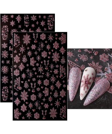 jmeowio 8 Sheets Christmas Glitter Nail Art Stickers Decals Self-Adhesive Snowflake Xmas Winter Holiday Cute Pink Nail Supplies Nail Art Design Decoration Accessories - Buy Online on GoSupps.com
