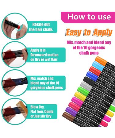 Jim&Gloria Dustless Hair Chalk: Temporary Color Dye for Teens - Halloween & Birthday Gift Ideas for 12-14 Year Old Girls - Buy Online on GoSupps.com