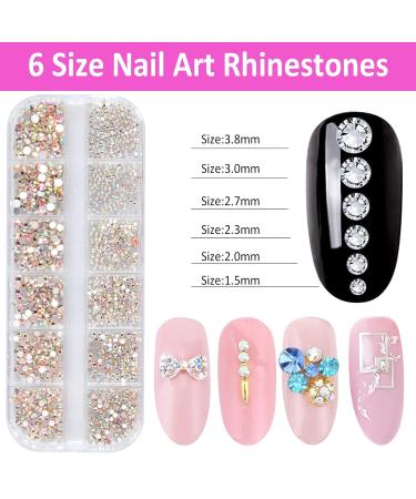 1560 Pcs Glitter Stones Nails - Flat Back Crystal Rhinestones for Nail Design & Craft | Tikplus Rhinestone Kit with Dotting Pen & Tweezers - International Shipping - Buy Online on GoSupps.com