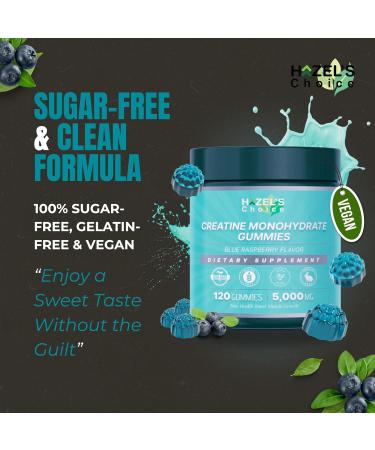 HAZEL'S Choice Creatine Monohydrate Gummies 5000mg 120 Count Vegan Gluten-Free Blue Raspberry & Strawberry Flavor Dietary Supplement Blue Raspberry 120 Count (Pack of 1) - Buy Online on GoSupps.com