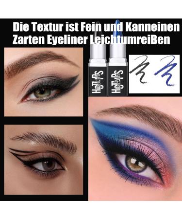 EONFAVE Kohl pencil black and blue eyeliner waterproof eyeliner Quick-drying & smudge-resistant matte black gel eyeliner pen Black & blue eyeliner - Buy Online on GoSupps.com